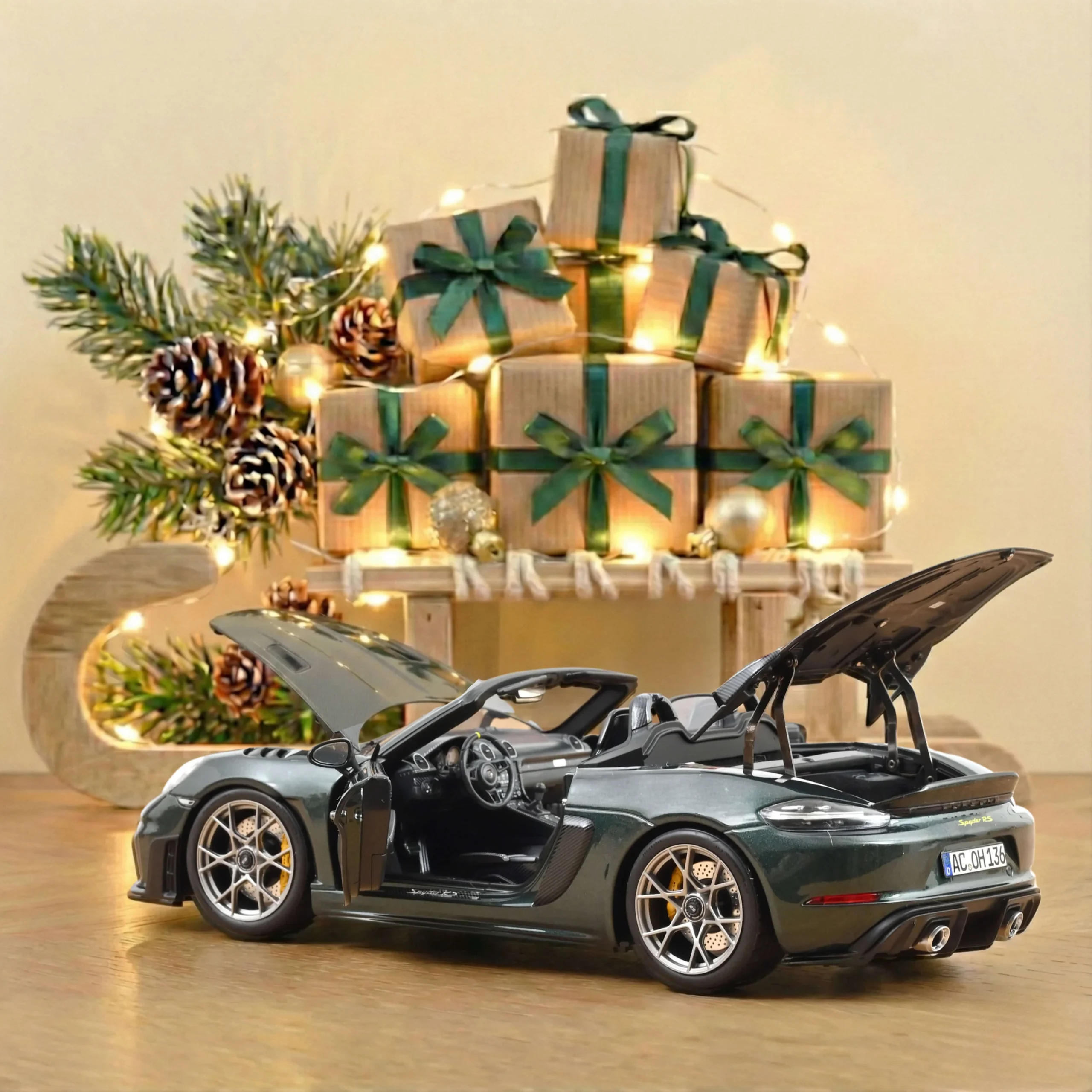 NOREV Porsche 718 Spyder RS w/ Weissach Pack 2023 Forest Green - Görsel 5